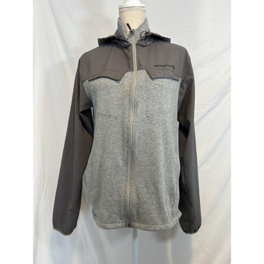 Merrell Hooded Proterra Hybrid Jacket Mens Gray Full Zip Ripstop Small